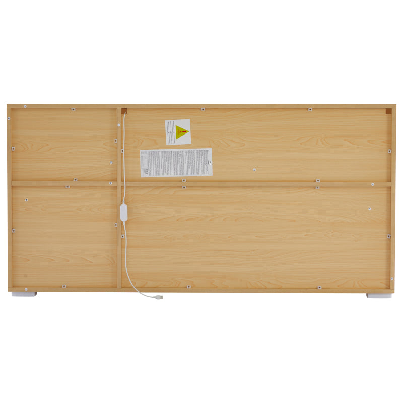 LED Sideboard Breite 140cm, Multifunktionales Sideboard,Kommode, Highboard , Luxuriöses Sideboard für Wohnzimmer, Eckschrank für Flur, Schrank für Schlafzimmer, Weiß und Eiche