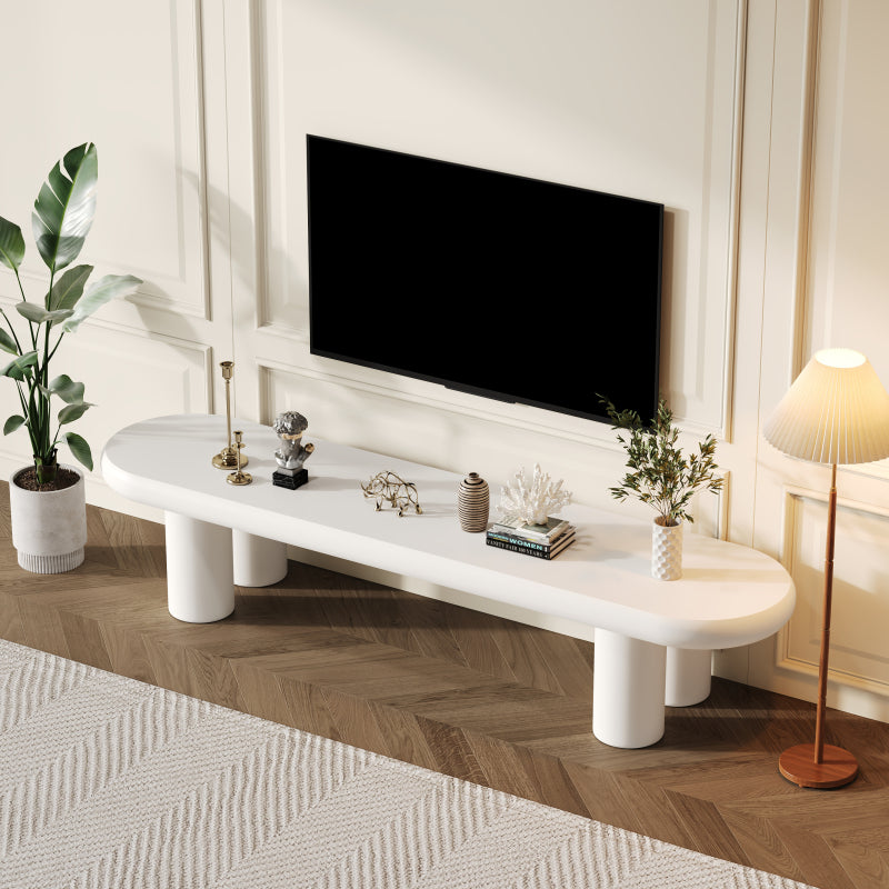 Weißer 160 x 40 x 40 cm großer TV-Schrank, moderner TV-Tisch im minimalistischen Stil mit 4 stabilen Stützbeinen, geeignet für Fernseher bis zu 65 Zoll