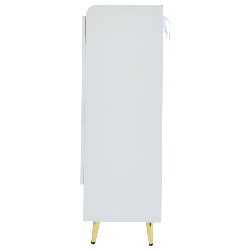 Moderner Paar-Tür-Schuhschrank, Foyer-Schrank-Speicher-Organisator-Schuhschrank, MDF-Schuhschrank, 3-stufiger Schuhschrank weiß, offene untere Schublade, 75*35*110cm, Tragfähigkeit 20KG