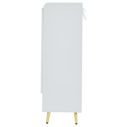 Moderner Paar-Tür-Schuhschrank, Foyer-Schrank-Speicher-Organisator-Schuhschrank, MDF-Schuhschrank, 3-stufiger Schuhschrank weiß, offene untere Schublade, 75*35*110cm, Tragfähigkeit 20KG