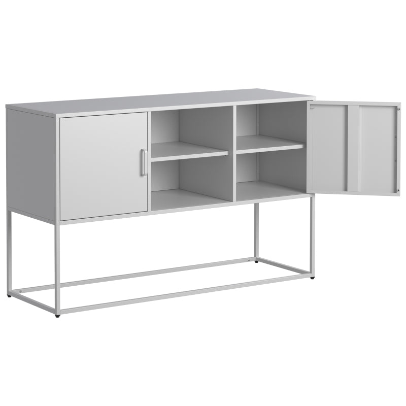 Weißer Metall-Akzent-Schrank, Sideboard-Buffet und Aufbewahrungs-Schrank-Safe, Robuster Metallbau mit stilvollem Weiß,  H 75 cm × B 120 cm × T 40 cm