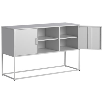 Weißer Metall-Akzent-Schrank, Sideboard-Buffet und Aufbewahrungs-Schrank-Safe, Robuster Metallbau mit stilvollem Weiß,  H 75 cm × B 120 cm × T 40 cm