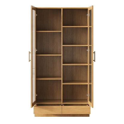 Glasvitrine (Büroschrank/Bücherregal/Aktenschrank/Aufbewahrungsregal) , 80*40*160 cm, Holzfarbe