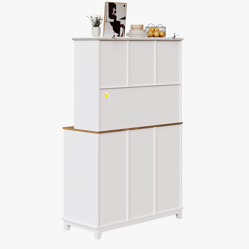 Küchenschrank(105×38.4×180cm), Hochschrank Küchenbuffet, Sideboard mit LED-Beleuchtung,Variable Lichtfarben, weiß