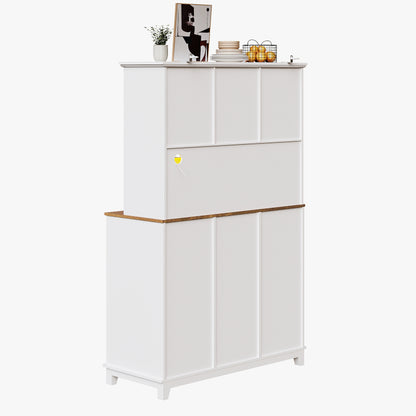 Küchenschrank(105×38.4×180cm), Hochschrank Küchenbuffet, Sideboard mit LED-Beleuchtung,Variable Lichtfarben, weiß