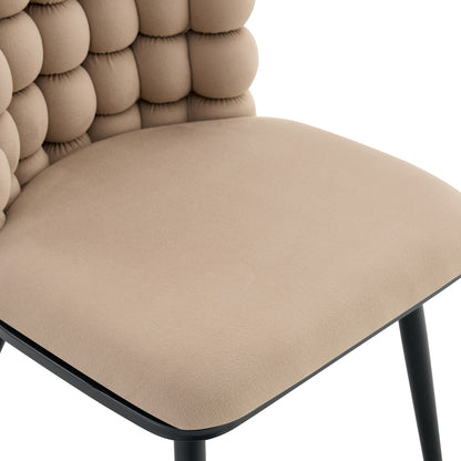 Esszimmerstuhl 2er Set Samt, Schwarz-Metallbeine, Modern Luxus, Camel