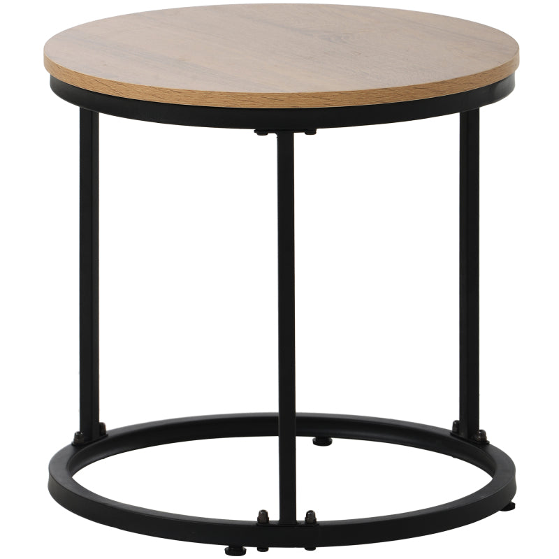 Runder Couchtisch 2er Set Satz Couchtisch Wohnzimmer Runder geschachtelter Beistelltisch 2 Runder Beistelltisch(Eiche)