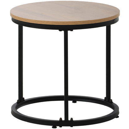 Runder Couchtisch 2er Set Satz Couchtisch Wohnzimmer Runder geschachtelter Beistelltisch 2 Runder Beistelltisch(Eiche)
