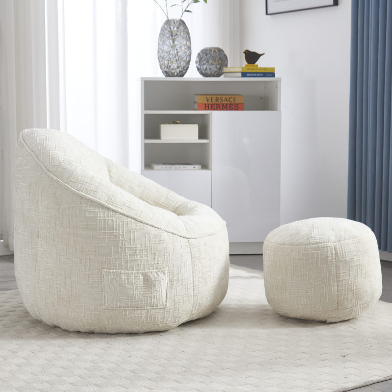 Sitzsack Sofa Stuhl für Erwachsene mit Fußstütze, Beige