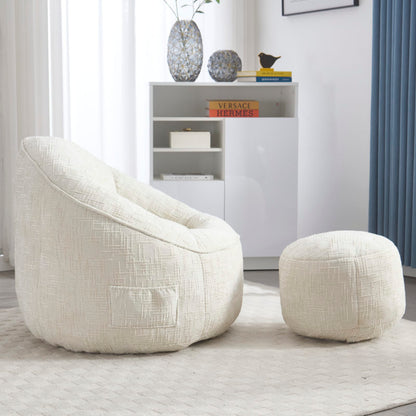 Sitzsack Sofa Stuhl für Erwachsene mit Fußstütze, Beige