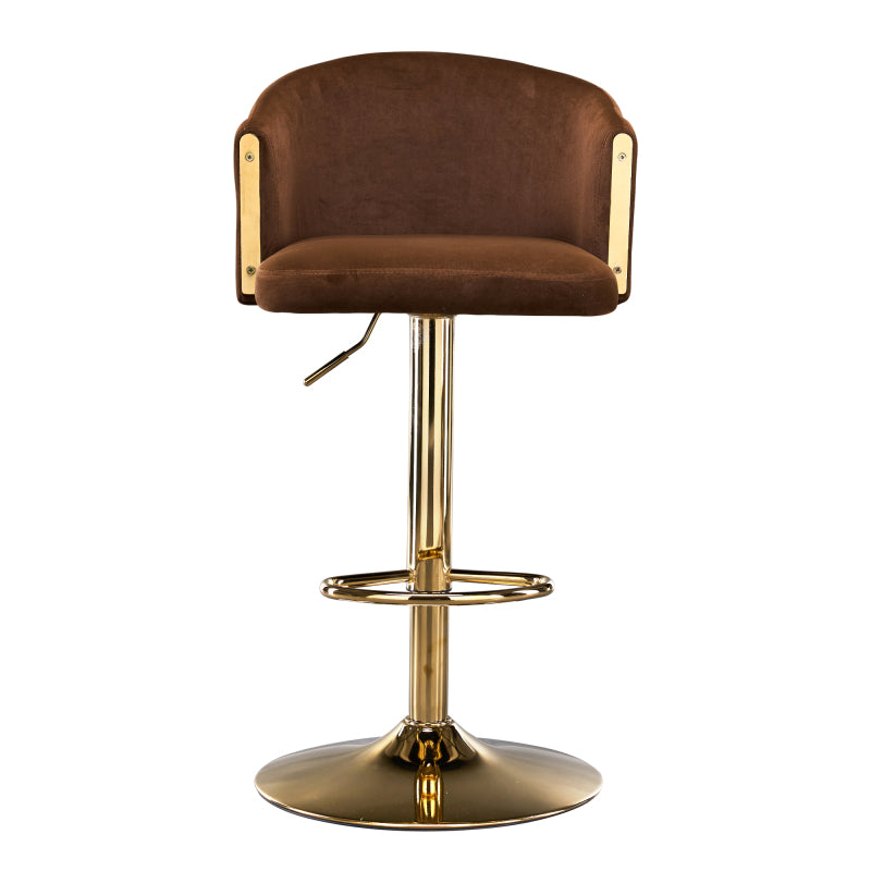 Moderner drehbarer höhenverstellbarer Barhocker, moderner Barhocker für Küche, Bar und Restaurant Theken, Hubhocker mit Rückenlehne und goldener Fußstütze (brown.Set of 2)