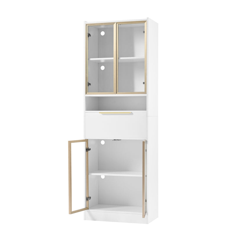 Moderner Weißer Hochschrank mit 16-Farb-LED und Bluetooth – 60×35×180cm