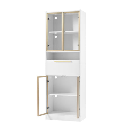 Moderner Weißer Hochschrank mit 16-Farb-LED und Bluetooth – 60×35×180cm