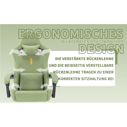 Gaming Stuhl Computerstuhl Ergonomischer Gaming Chair mit Fußstütze Bürostuhl Ergonomischer Computerstuhl mit Lendenwirbelstütze Grün