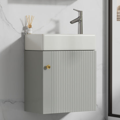 Badezimmermöbel Waschbecken mit Waschtischunterschrank 46 cm , Waschtischunterschrank , Waschtischunterschrank hängend , Kleine Gästebadmöbel