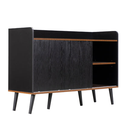 Sideboard mit drei Schubladen, exquisite Maserung. Sideboard für Schlafzimmer und Wohnzimmer, Moderne Holzfarbe-Sideboard mit Stauraumregalen. H80/L117,5/T40 cm