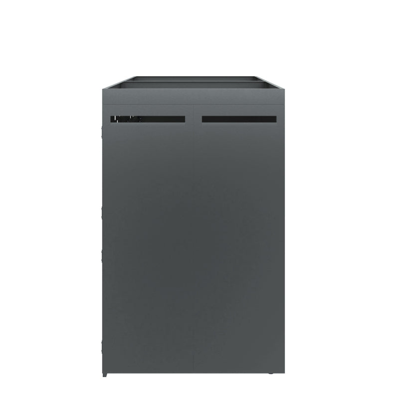 Mülltonnenbox 2er mit Pflanzdach, 120-240 Liter, Anthrazit  Tür in Holzoptik inkl. Erweiterungsmöglichkeit ,Aufbewahrungsbox für Mülltonnen, Müllbox (Das Produkt enthält keinen eingebauten Mülleimer)