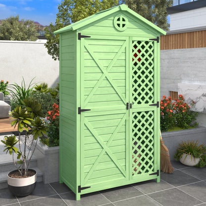 Outdoor Holz Gartenmöbel Aufbewahrungsschuppen, Werkzeughaus für Garten, Terrasse, verblassungsfrei, wetterfest, wartungsfrei, umweltfreundlich, sicher und geschützt, grün