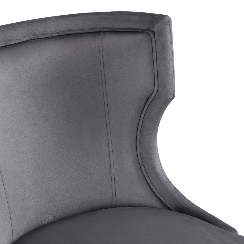 Esszimmerstuhl aus Samt, 2er-Set mit Beinen aus Massivholz, dickes Kissen, verstellbare Beine, Küchenstuhl, Wohnzimmer-Loungesessel, Grau