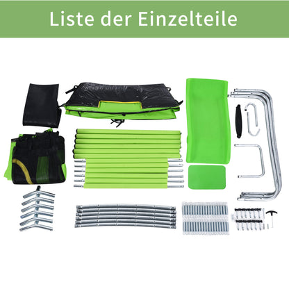 Kinder Trampolin Outdoor Ø 213 cm Gartentrampolin mit Rutsche, Leiter, Netz, Doppeltür und Gepolsterten Stangen,TÜV Zertifiziert,bis 100 kg