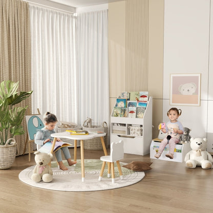 Kinder Bücherregal Kinderregal mit Schublade, 3 Ablagefächern und 2 offenen Fächern, Aufbewahrungsregal für Kinderzimmer, Spielzimmer, Weiß