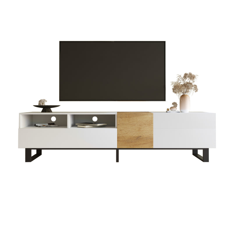 Moderner Couchtisch mit 2 Schubladen – Schwarz-Weiß-Design, Stauraum, Hochglanz-Tischplatte, 100 cm lang
