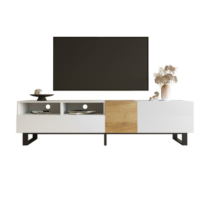 Moderner Couchtisch mit 2 Schubladen – Schwarz-Weiß-Design, Stauraum, Hochglanz-Tischplatte, 100 cm lang