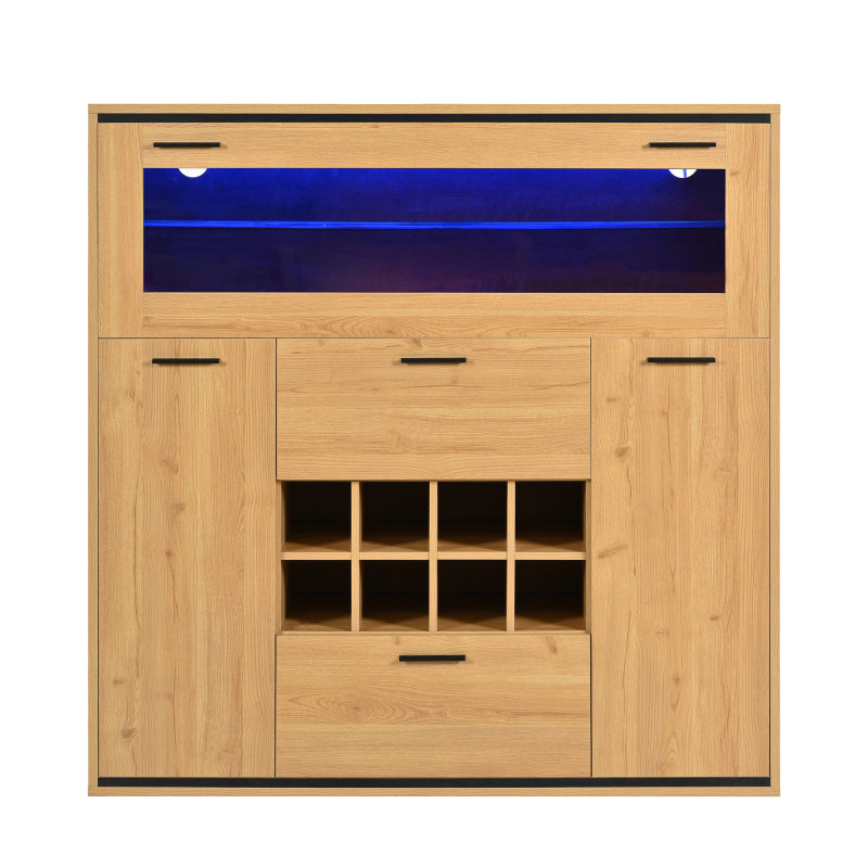 Sideboard, Eleganter Weinschrank mit Doppeltüren, Glasregal und Weinhalterung - Perfekte Aufbewahrung in einem stilvollen Sideboard