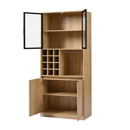 Badezimmerschrank,Spirituosenschrank,Vitrine Vitrinenschrank mit Glastüren und Beleuchtung 180 CM