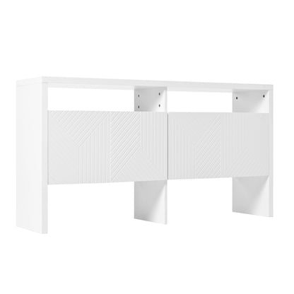 Kommode / Sideboard / Flurschrank mit 2 offenen Fächern und 4 Türen, Weiß