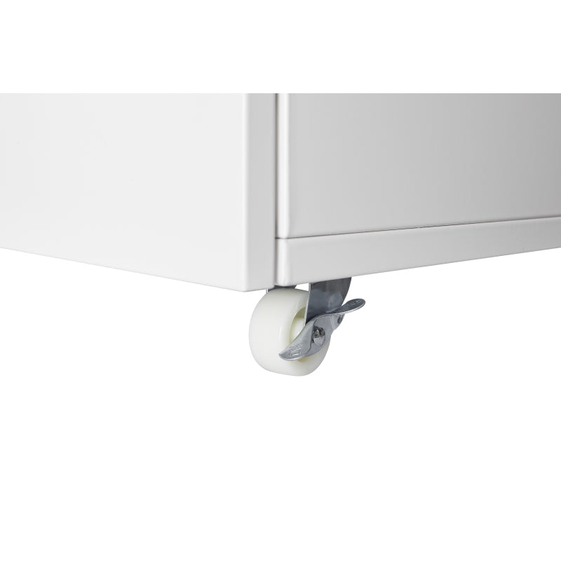 Metal Printer Stand with Storage Mobile Printer Tables for Small Spaces with Door Adjustable Shelf File Cabinet on Wheels for Home Office (White)