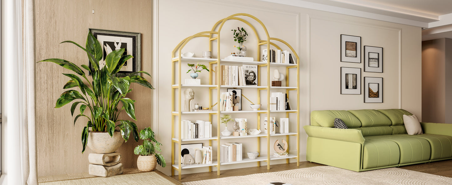 Regal im schlichten Stil, fünf Schichten Stauraum, einzigartige Wolkenform, einfach zu montieren und zu reinigen, Gold + Weiß