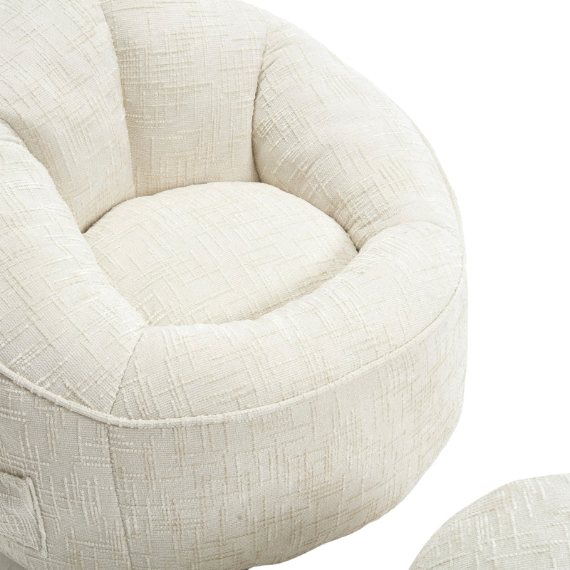 Sitzsack Sofa Stuhl für Erwachsene mit Fußstütze, Beige