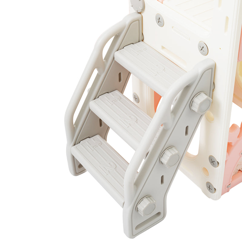 Kinderspielplatz-Set 8-in-1, Freistehendes Meerestier-Motiv-Set mit Rutsche, Bogentunnel, Basketballkorb und Teleskop, Doppelte Rutschen für Kleinkinder, Klettergerüst für Kinder