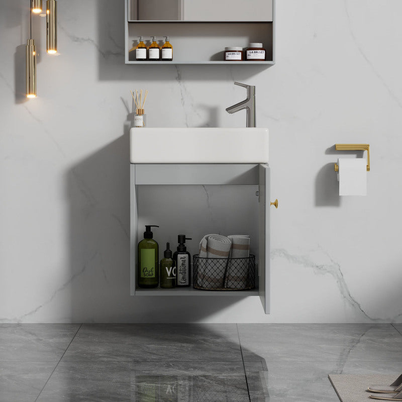 Badezimmermöbel Waschbecken mit Waschtischunterschrank 46 cm , Waschtischunterschrank , Waschtischunterschrank hängend , Kleine Gästebadmöbel