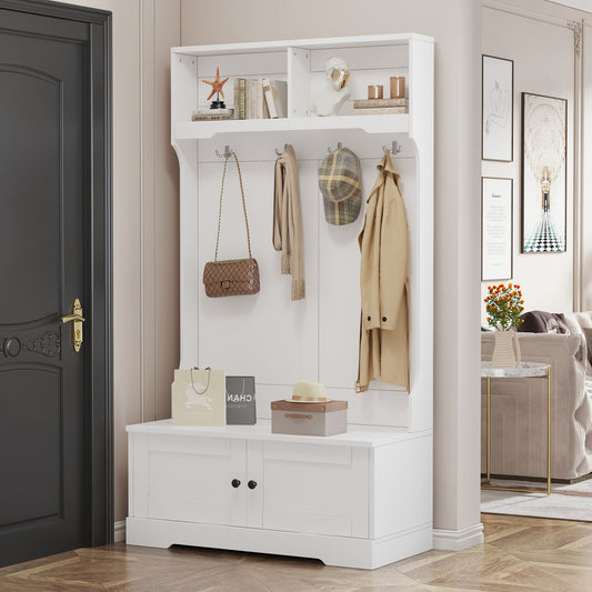 Weißer Eingang Schrank, zur offenen Aufbewahrung - Kleiderständer, Garderobe, Schuhschrank