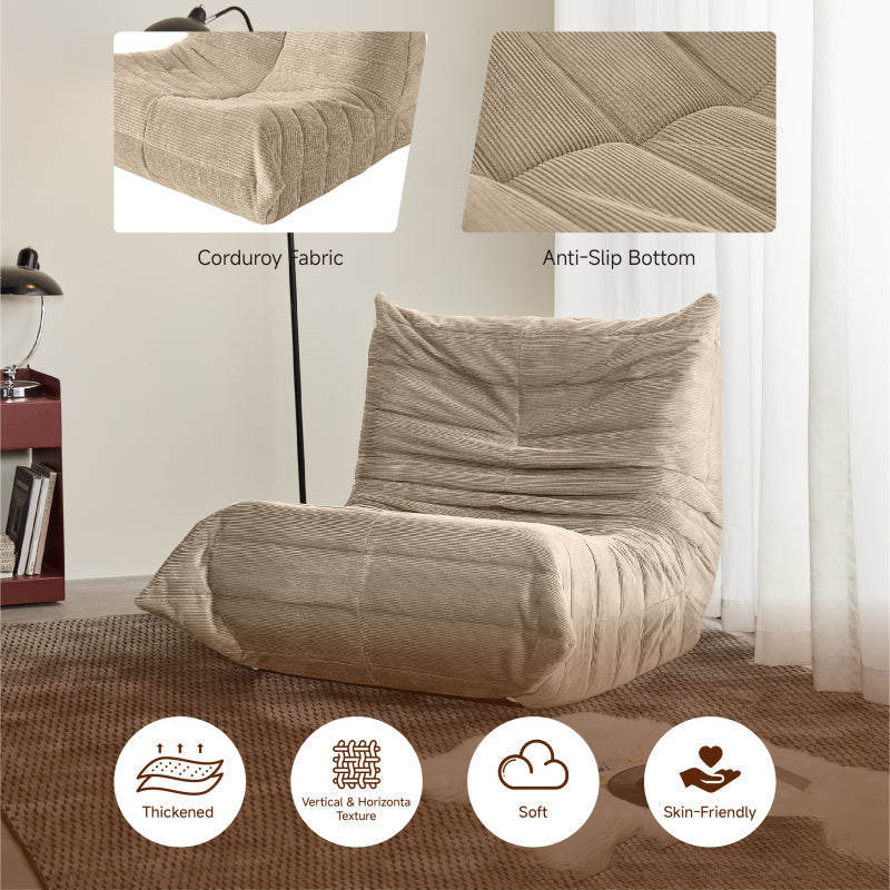 Moderne Sofas, Sitzsäcke für Erwachsene auf dem Bodensofa, Super Soft Memory Sponge Sofa, Togo Sofa Stuhl, Wohnzimmermöbel, Geeignet für Schlafzimmer, Balkon, Schlafsaal, Kaminstuhl (Aprikose)