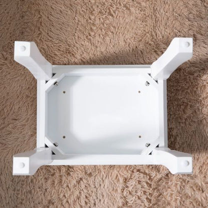 Schminkhocker Gepolstert, Polsterhocker PU-Leder, Schminkstuhl ohne Lehne, Fußhocker mit Massivholzbeinen