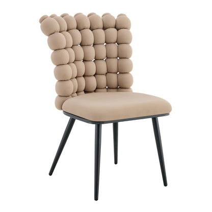 Esszimmerstuhl 2er Set Samt, Schwarz-Metallbeine, Modern Luxus, Camel