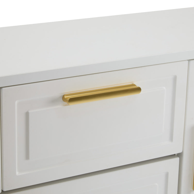 Moderne Schuhschrank, mit verstellbaren Regalen, goldenen Griffen, 2 Schubladen, Klappschuhschrank und 2 Türen, weiß