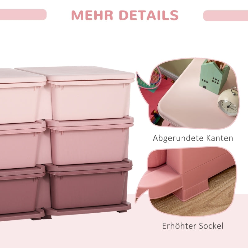 Aufbewahrungsbox Kunststoff, Spielzeug Aufbewahrung, 6 Schubladen, Spielzeug Organizer, Kommode Kinderzimmer, Rosa