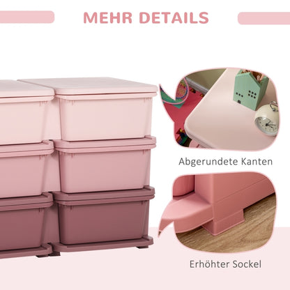Aufbewahrungsbox Kunststoff, Spielzeug Aufbewahrung, 6 Schubladen, Spielzeug Organizer, Kommode Kinderzimmer, Rosa