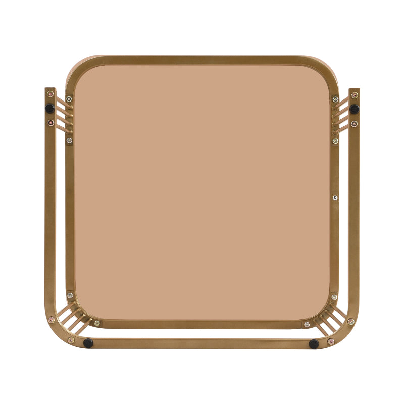 Stapelbarer Couchtisch: hochglänzende Marmoroptik und Teebraun Glasplatte, goldene Akzente, Beistelltisch mit Schubladen.  zweiteiliges Set