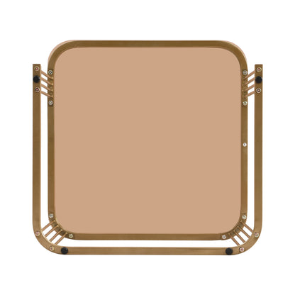Stapelbarer Couchtisch: hochglänzende Marmoroptik und Teebraun Glasplatte, goldene Akzente, Beistelltisch mit Schubladen.  zweiteiliges Set