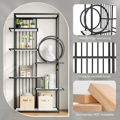 Metallregal im modernen Stil, solides Stahlrohr, geometrische Struktur, mehrstufiges Design, runde Dekoration, geeignet für die Inneneinrichtung