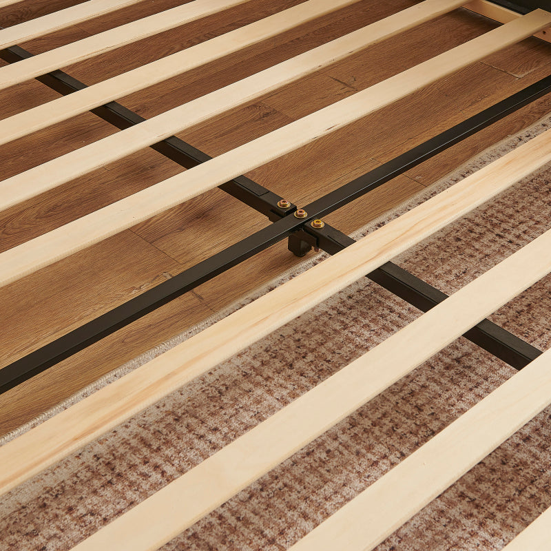 Doppelbett 140*200cm, mit Samtweichem Chenille-Bezug & Elegantem Kleinkantendesign am Kopfende, Dark Gray (ohne Matratze)