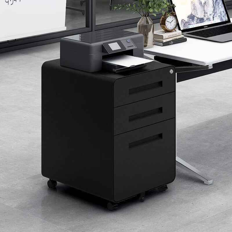 Metal 2 Drawer Mobile File Cabinet with Lock, Under Desk Office Steel Filing Cabinet, 25.6''H Legal/Letter Size Files Storage Cabinet,White
