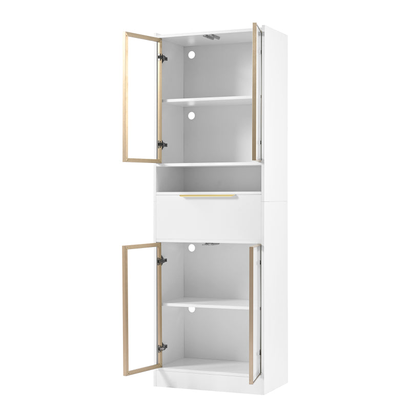 Moderner Weißer Hochschrank mit 16-Farb-LED und Bluetooth – 60×35×180cm