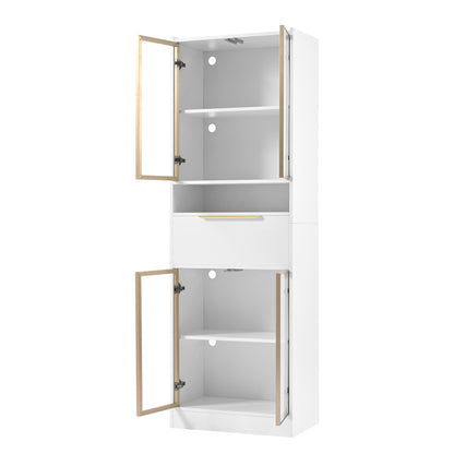 Moderner Weißer Hochschrank mit 16-Farb-LED und Bluetooth – 60×35×180cm