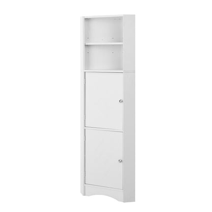 Badschrank, Badmöbel, Eckschrank mit zwei Ablagefächern, offenes Fach mit verstellbarem Einlegeboden,36.5 x 36.5 x 155 cm, weiß